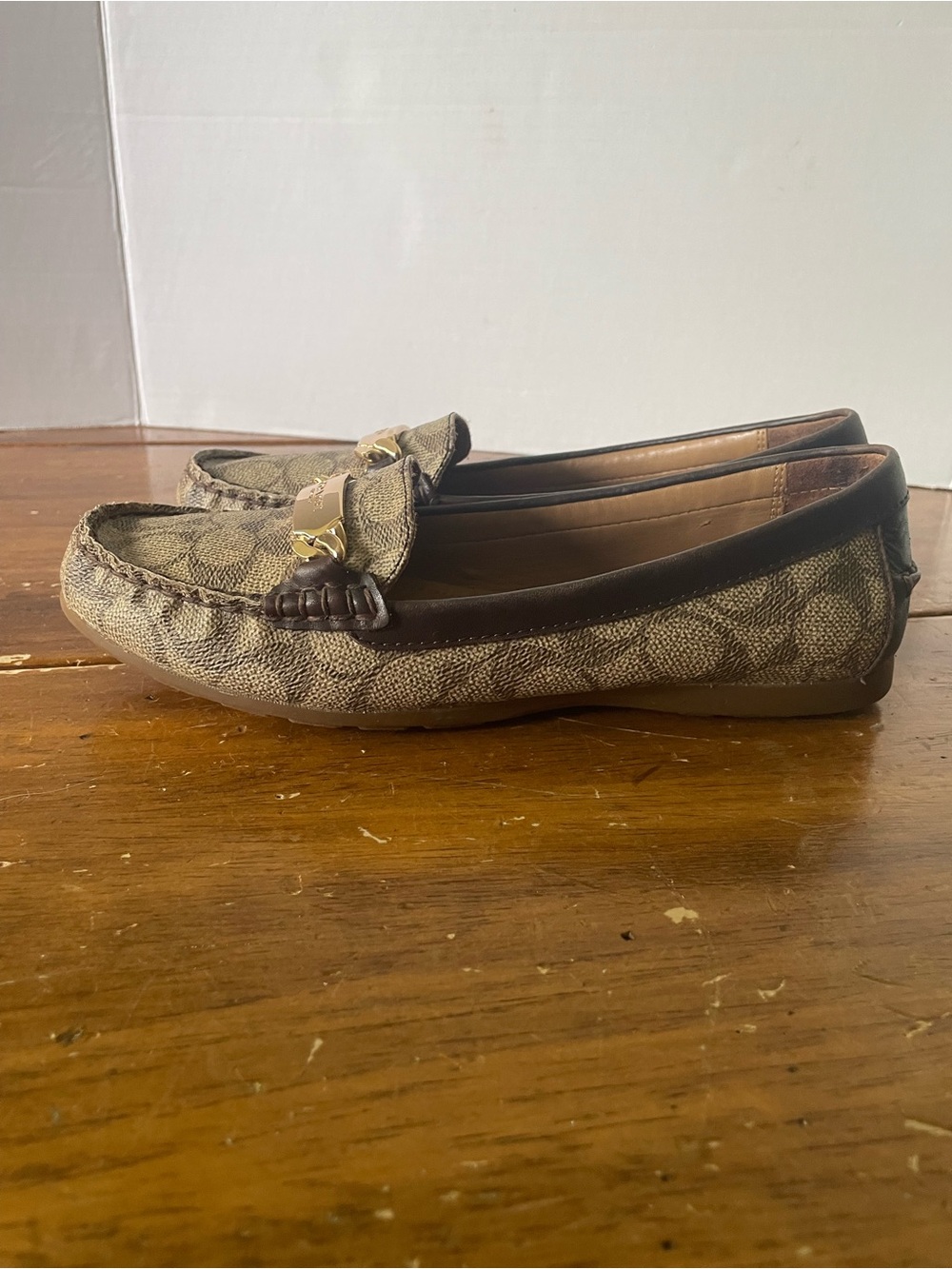 Coach Jacquard Loafers Driving Moccasin shoes flats Leather Signature Logo 7.5 - Picture 5 of 12